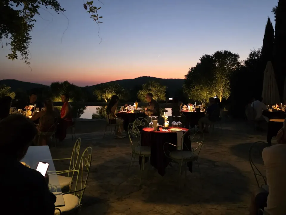 Dinner on the terrace at sunset